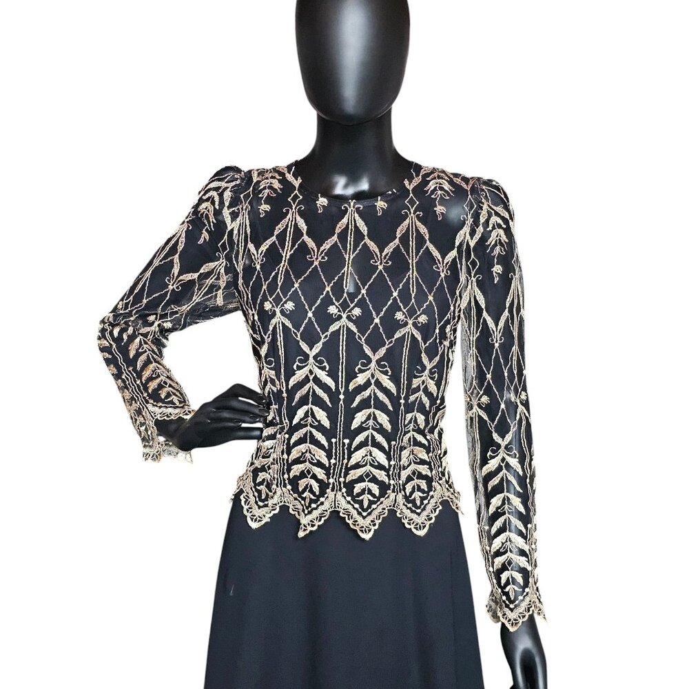 Black/Gold Embroidered Vintage Cachet by Bari Protas